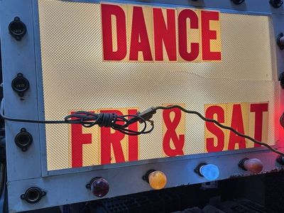 Custom-built illuminated electric store or bar sign display board featuring colorful round indicator lights 24x36x8