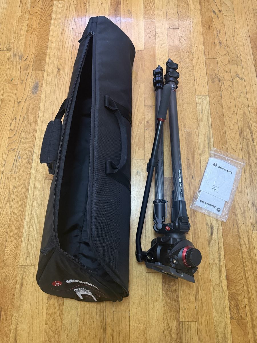 Manfrotto 535 MPRO Carbon Fiber Tripod with 504HD Fluid Head plus Bag and Manuals