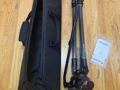 Manfrotto 535 MPRO Carbon Fiber Tripod with 504HD Fluid Head plus Bag and Manuals