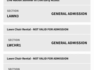 Kesha lawn tickets with chair rental and reserved parking
