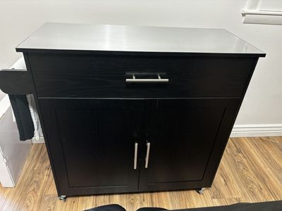 Black kitchen island extend leaf and wheels