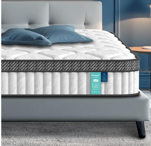 New - Ninare 12" Queen Memory Foam & Spring Hybrid Mattress, Medium Firm
