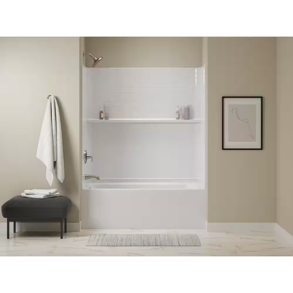 Traverse 60in L Tub Shower Combo White