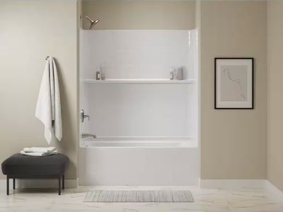 Traverse 60in L Tub Shower Combo White