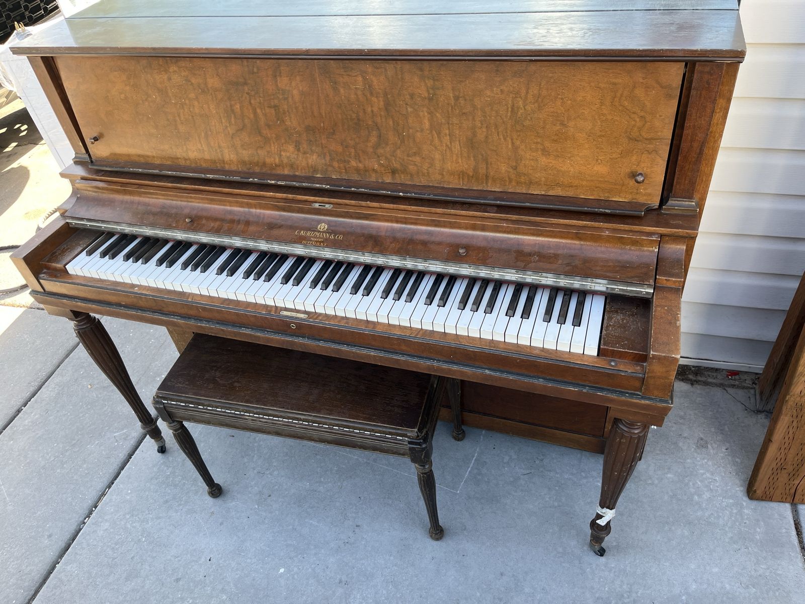 C. Kurtzmann & Co. Upright Piano with Bench - Used Wood Finish