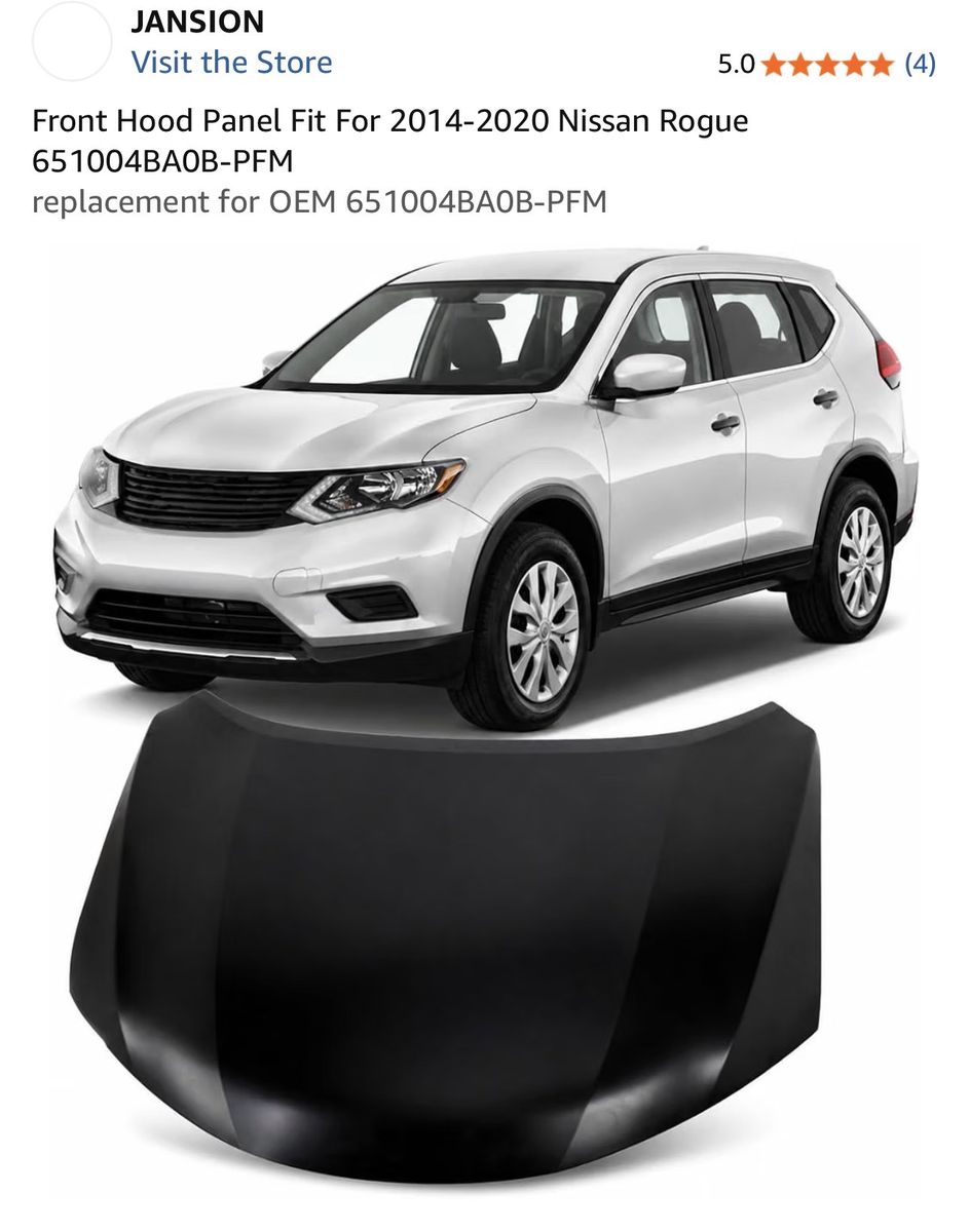 2014–2020 Nissan Rogue Hood black