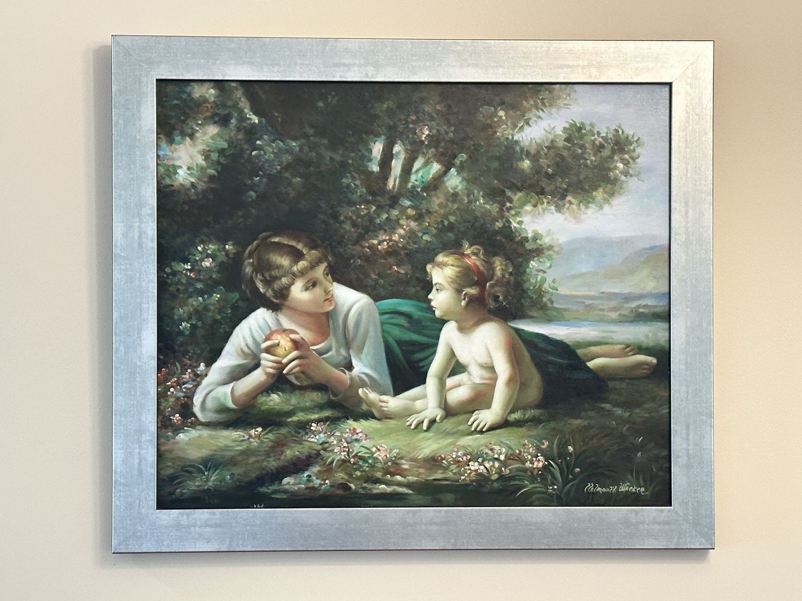 Framed oil painting