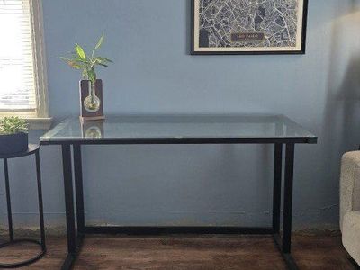 Modern Glass Desk + Mid Century Chair