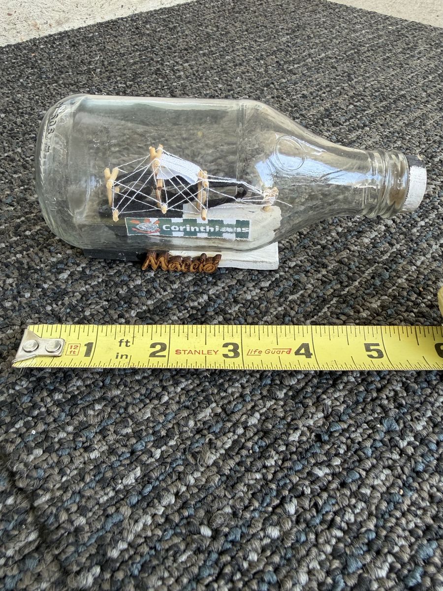 Vintage Corinthians Maceio Miniature Boat in Glass Bottle Souvenir Decor