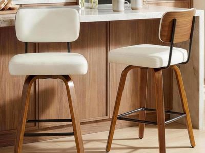 Mid-Century Swivel Counter Stool (Vegan Leather & Bentwood) - $170