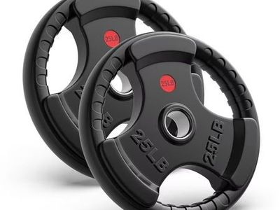 GIKPAL 50lbs Weight Plates — 2 Rubber Coated