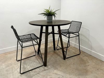 Crate and Barrel high top tables and bar stools