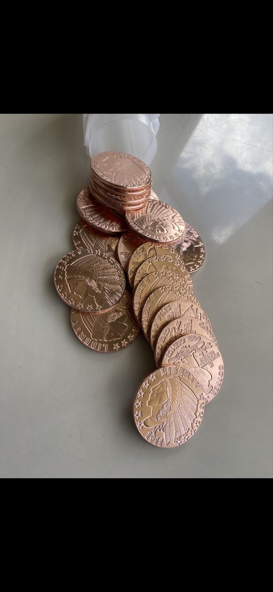Lot 20 of 1 oz .999 Fine Copper Rounds - 1911 Indian Head / Incuse Design - Bullion Stackers”