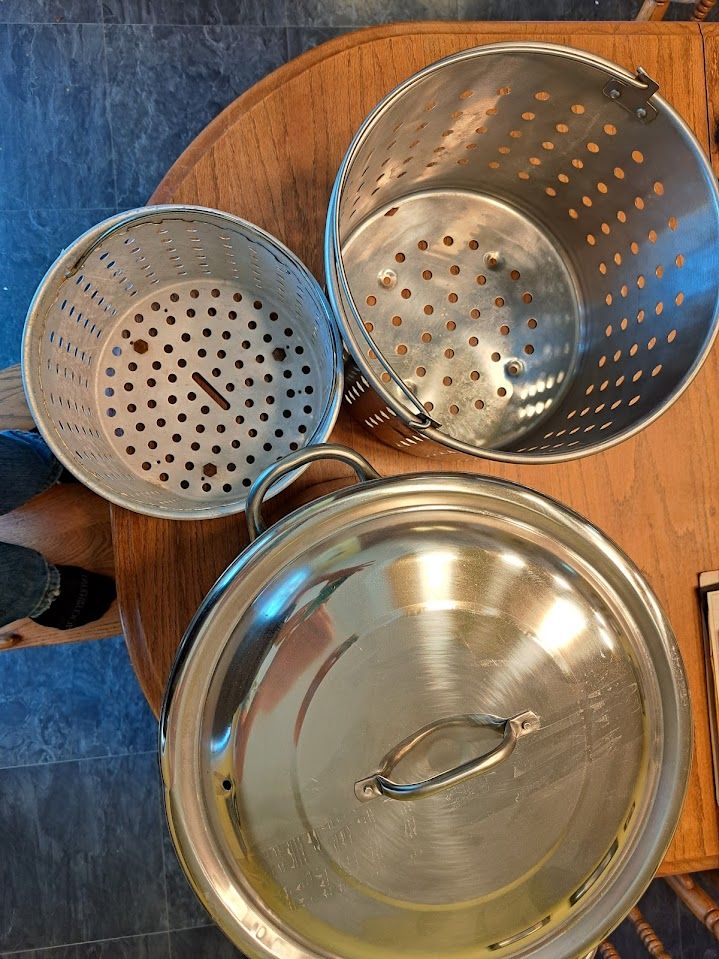 Turkey Fryer Pot Stainless Steel with 2 Baskets Frying Steamer Boiler Stock Pot