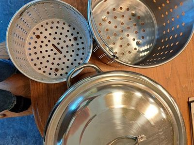 Turkey Fryer Pot Stainless Steel with 2 Baskets Frying Steamer Boiler Stock Pot