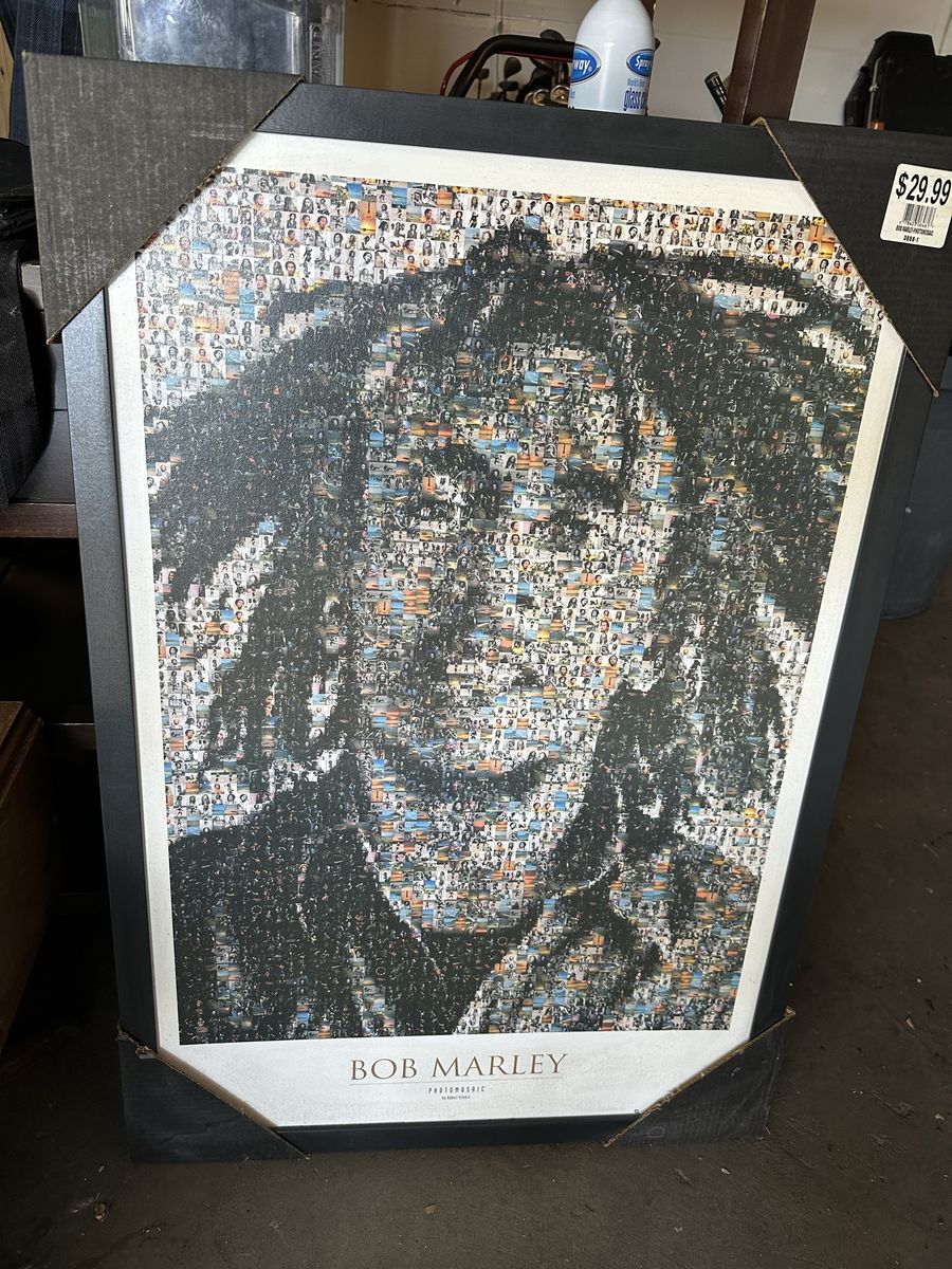 Framed Bob Marley Photomosaic Artwork 24x36