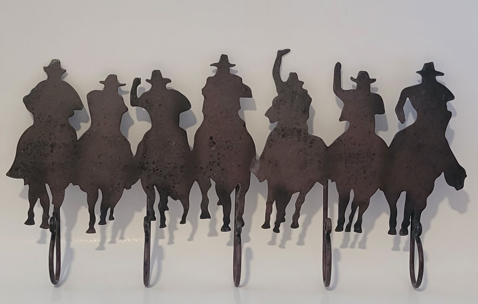 Rustic Coat Rack with Horse Riders: Entryway Organizer