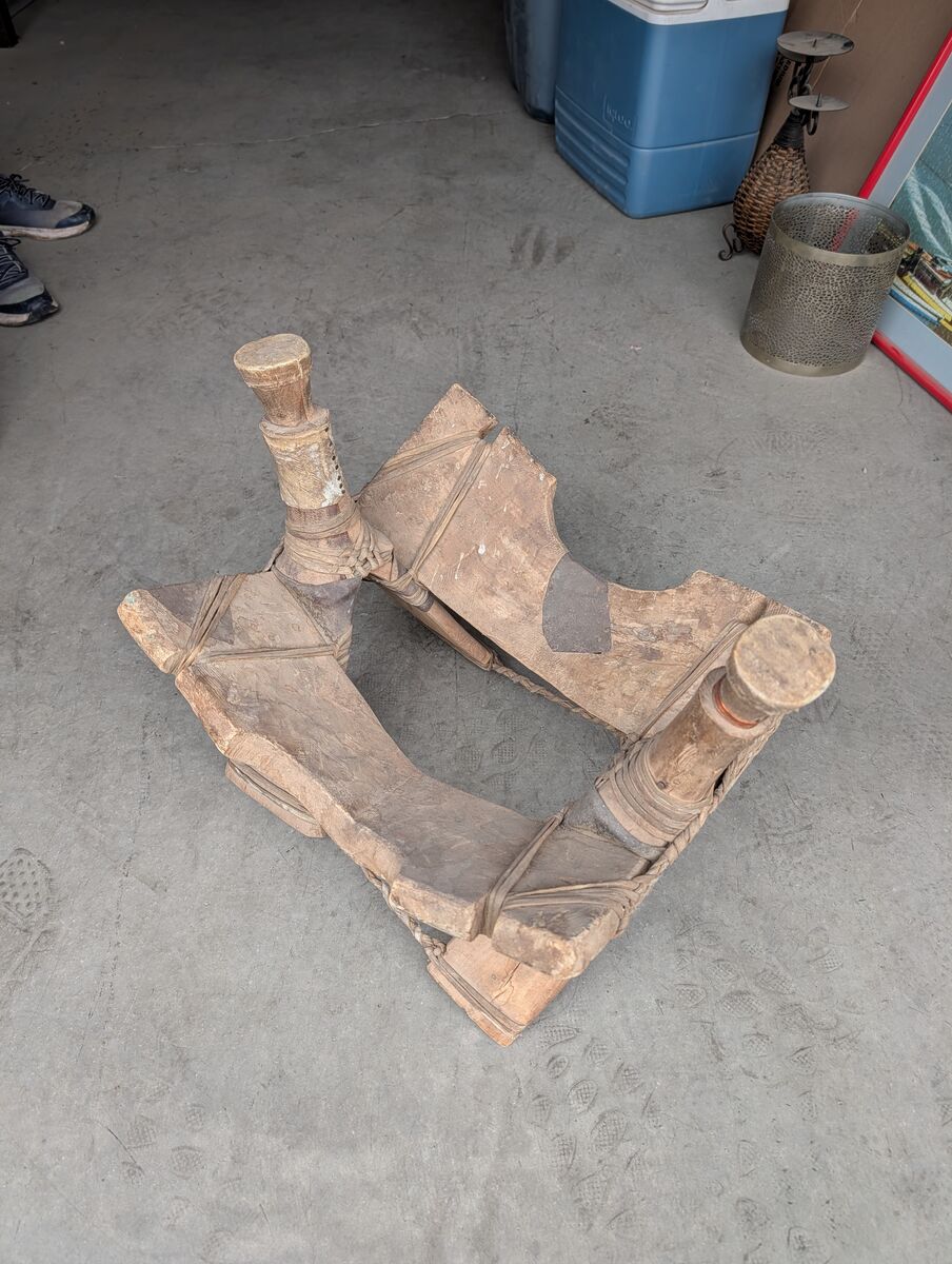 Authentic Saudi Arabian Camel Saddle Frame – Vintage Wood & Leather (Project Piece)