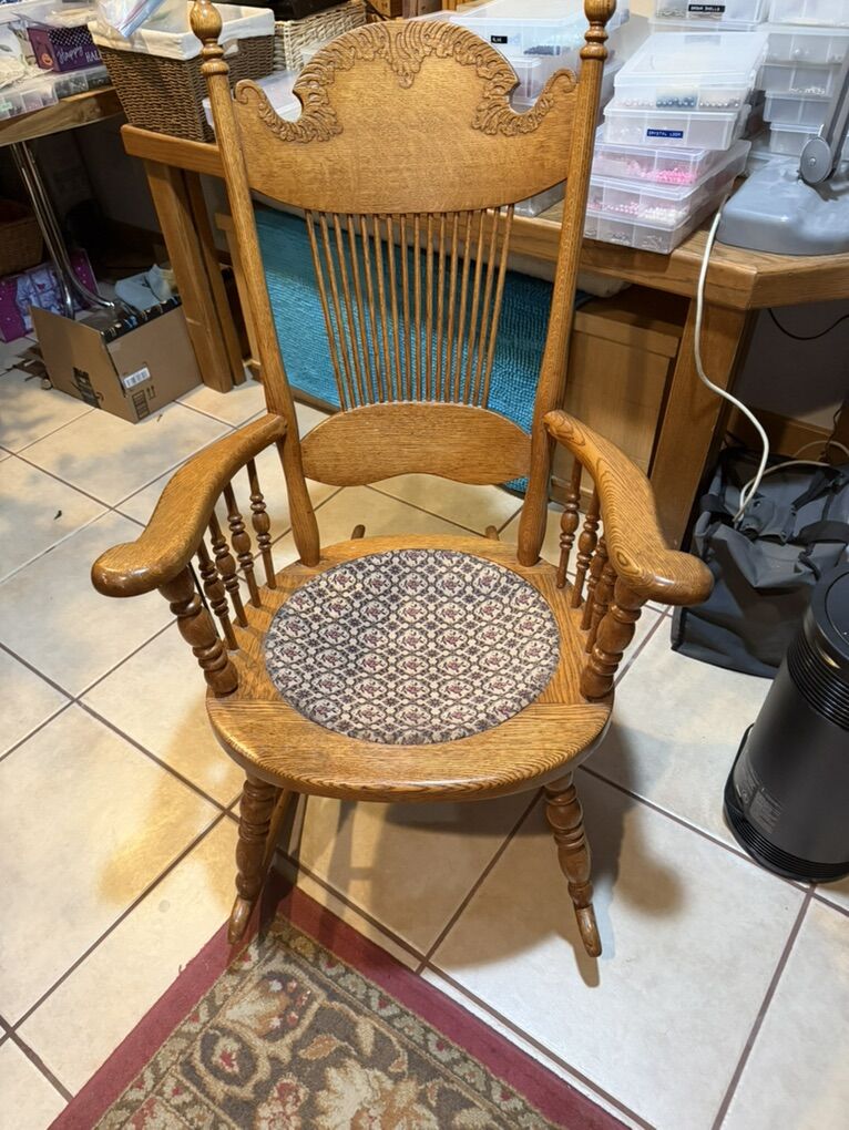 Antique Or Vintage Oak Rocking Chair
