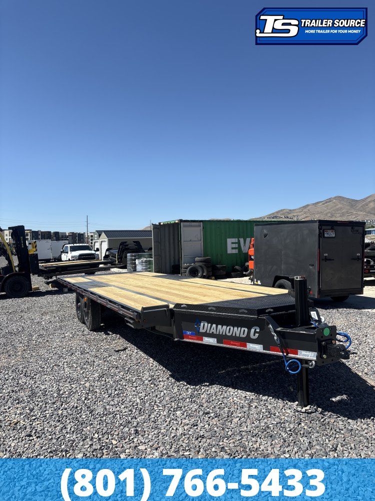 8.5x24 Diamond C DET 210 Deckover Tilt Trailer - 23K GVWR - Hydraulic Jack(s)