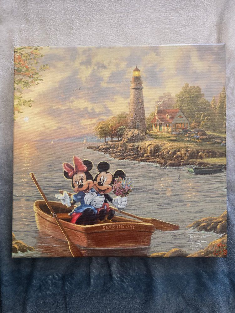 Thomas Kinkade Disney Mickey & Minnie 'Seas The Day' Canvas Art