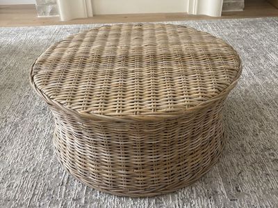 Round Woven Ottoman & Coffee Table