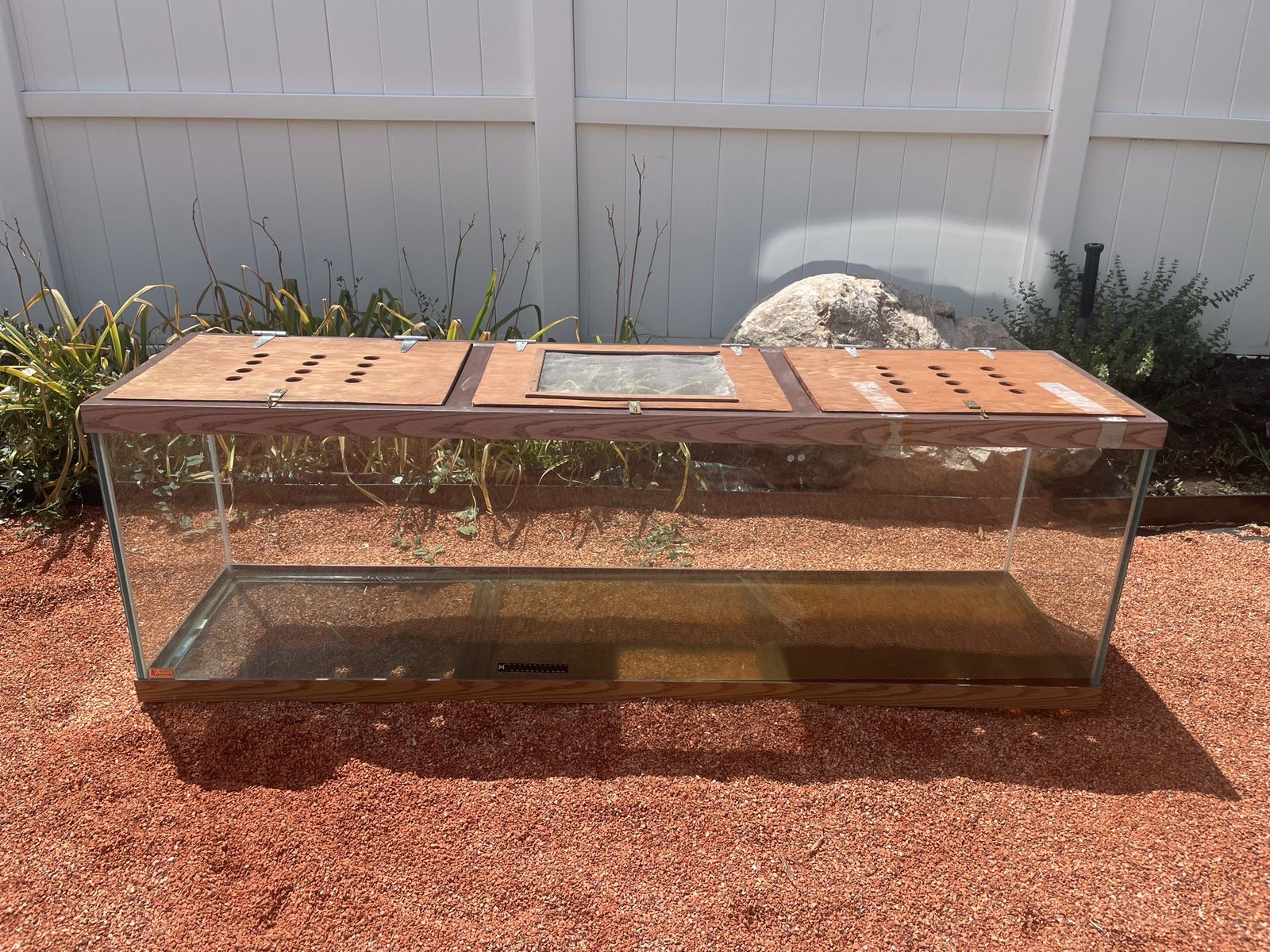Custom Large Glass Terrarium / Reptile Tank with Wooden Lids