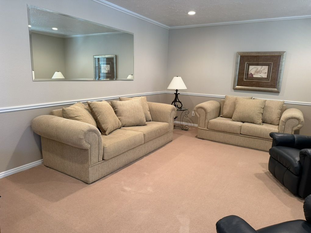 Cute Cream Sofa & Loveseat (Located in American Fork)