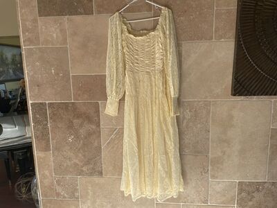 New Smocked Lace Maxi Dress - Size L