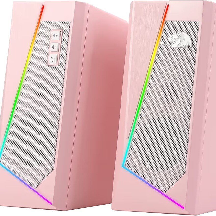 Brand New Redragon Pink Desktop Speakers Set of 2