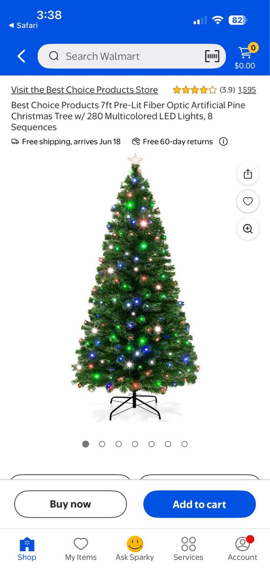 Artificial Fiber Optic Christmas Tree. 7ft high