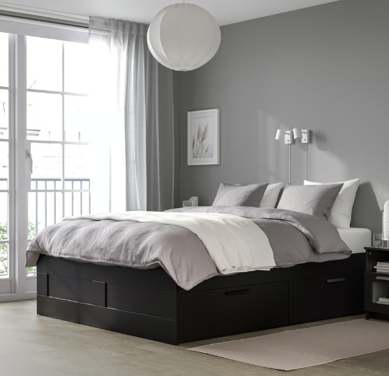 Queen Bed – IKEA BRIMNES Storage Frame + Mattress