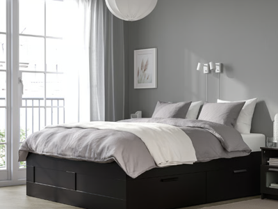 Queen Bed – IKEA BRIMNES Storage Frame + Mattress