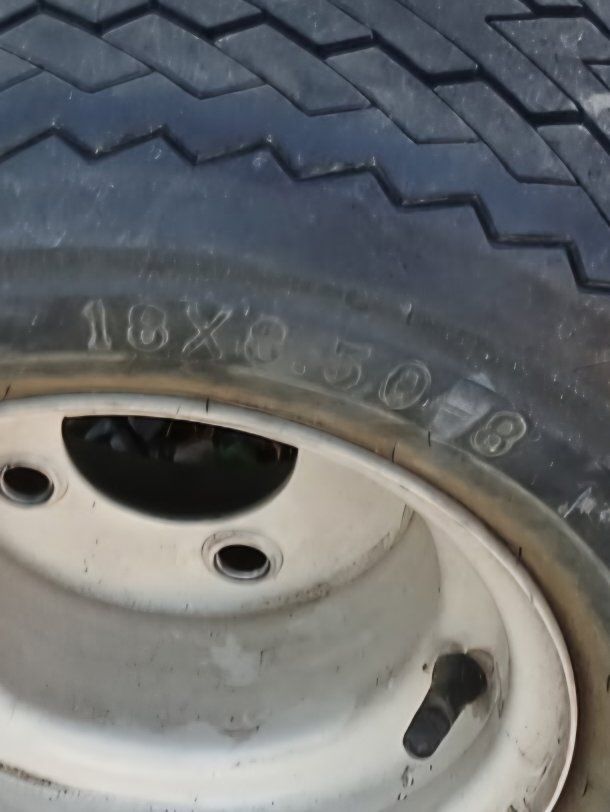 Set of 4 Used 18x8.50-8 Tires on Wheels for Trailer or Equipment or golf cart