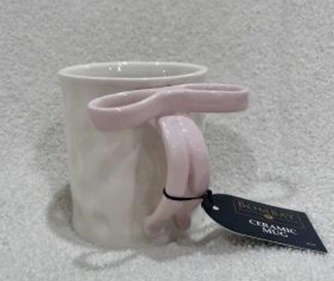 Pink bow ceramic coffee mug cup