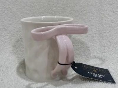 Pink bow ceramic coffee mug cup