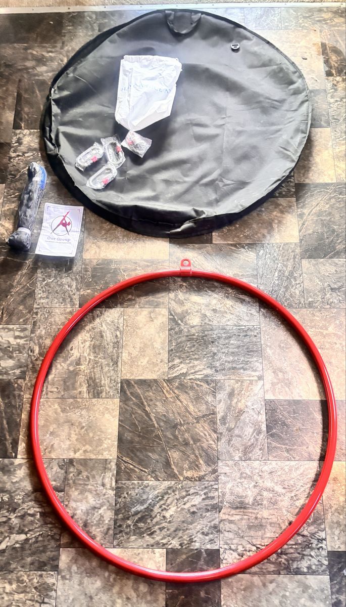 Red Aerial Hoop Lyra Fitness Equipment Set with Straps and Hardware