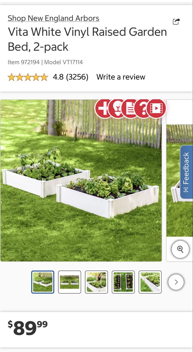 Vita White Vinyl Raised Garden Bed, 2-Pack