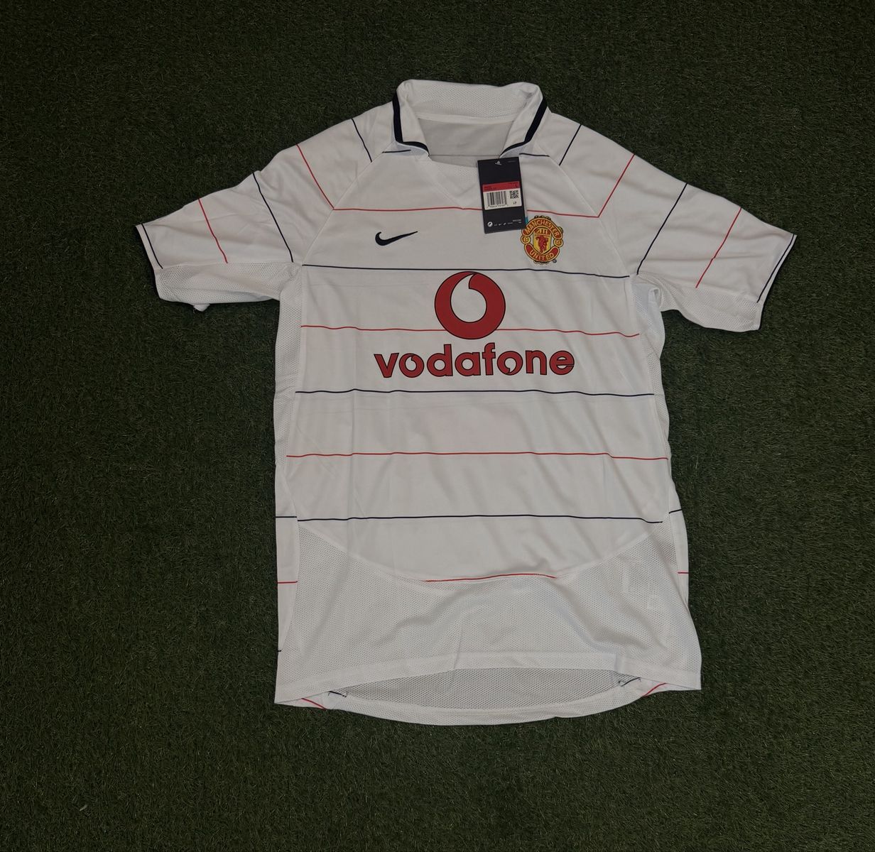 Nike Manchester United Rooney #8 Vodafone Soccer Jersey White Men's Size L (2003-2004)