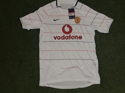 Nike Manchester United Rooney #8 Vodafone Soccer Jersey White Men's Size L (2003-2004)