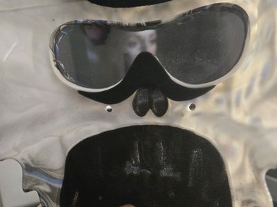 Skull Motorcycle Goggles Mask - Unique Gray/Blue/Black Design, All-Season, Full Face Protection