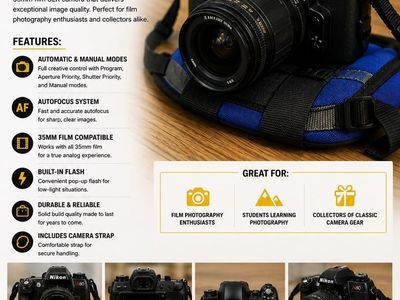Nikon N80 35mm Film SLR Camera with Tamron 28-80mm Zoom Lens & Case