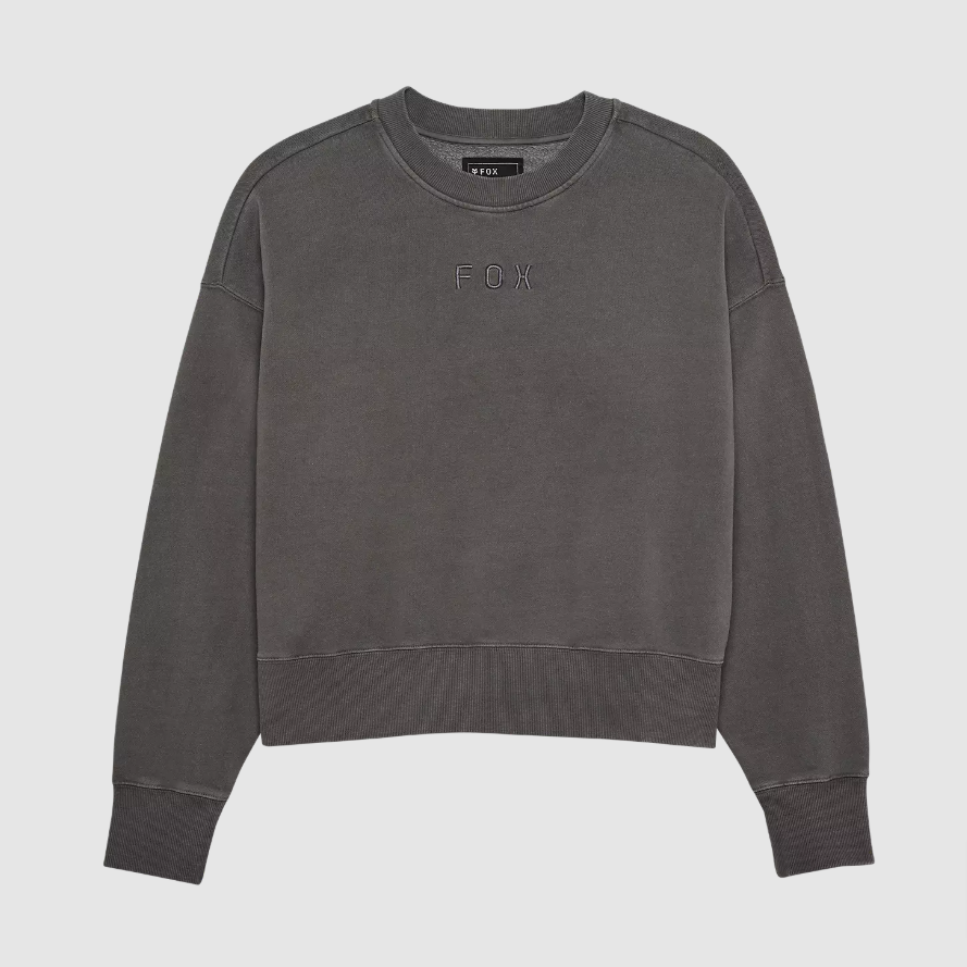 Fox Racing Womens Wordmark Oversized Crew Pullover Size Small, Pewter Grey (33140-052-S-L-BIN9)