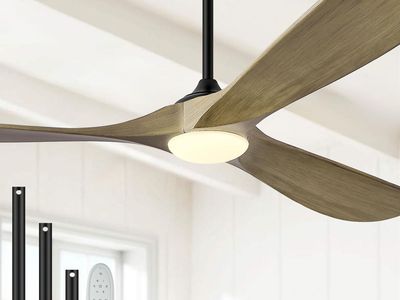 Modern 3-Blade Ceiling Fan with Dimmable 3-Color LED Light & Remote Control - Energy Efficient DC Motor