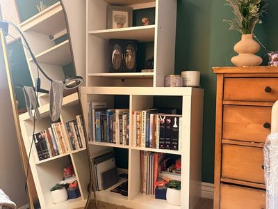 White Cube Bookshelf & Small 3 Teir Shelf