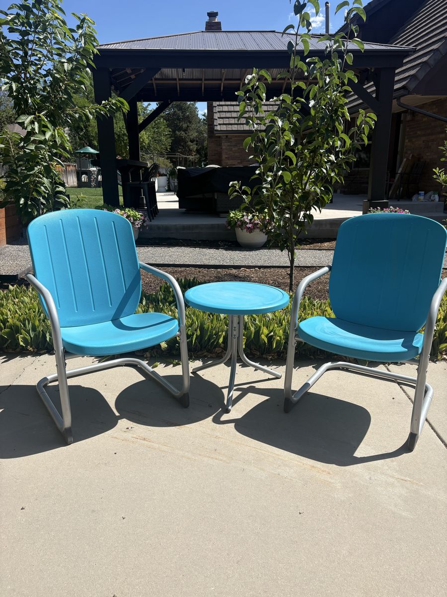 Lifetime Outdoor Patio Bistro Set - Blue Chairs and Table