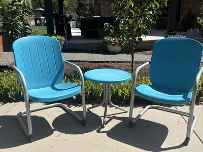 Lifetime Outdoor Patio Bistro Set - Blue Chairs and Table