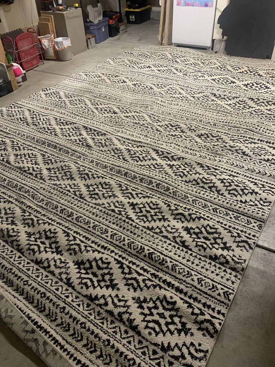 12x12 Black & White Southwestern Area Rug – $100