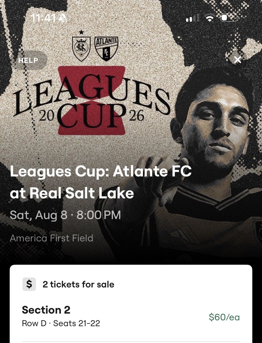 2 Tickets: Leagues Cup - Atlante FC at Real Salt Lake (Sat, Aug 8 @ America First Field)