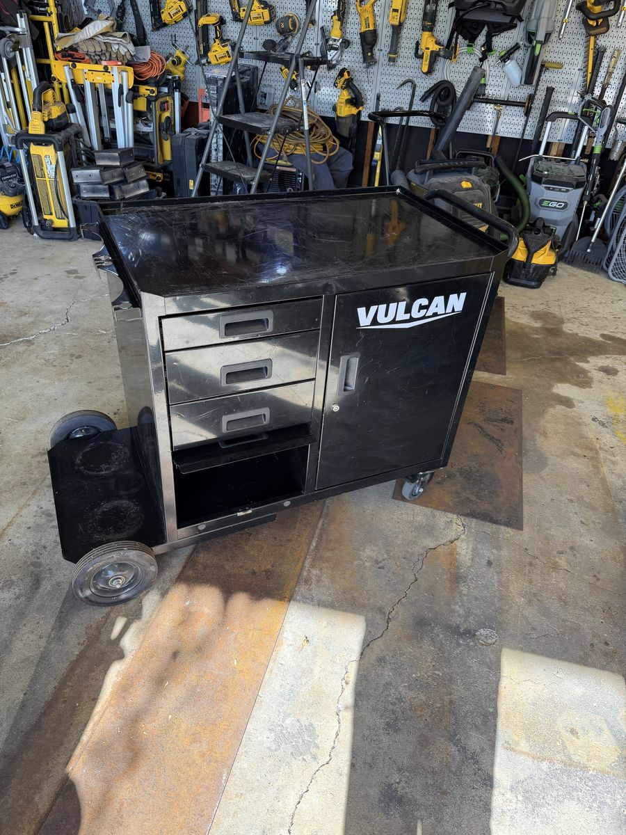 Vulcan Mobile Welding Cart/Toolbox - Black, 3 Drawers, Cabinet, Tank Storage, Casters